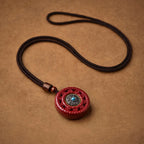 Fortune Jewel Cinnabar Om Mani Padme Hum Blessing Rotatable Necklace Pendant Key Chain