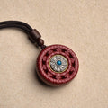 Fortune Jewel Cinnabar Om Mani Padme Hum Blessing Rotatable Necklace Pendant Key Chain