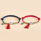 Fortune Jewel 999 Sterling Silver Red String Lucky Koi Fish Protection Bracelet