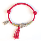 Fortune Jewel 999 Sterling Silver Red String Lucky Koi Fish Protection Bracelet
