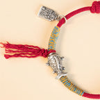 Fortune Jewel 999 Sterling Silver Red String Lucky Koi Fish Protection Bracelet