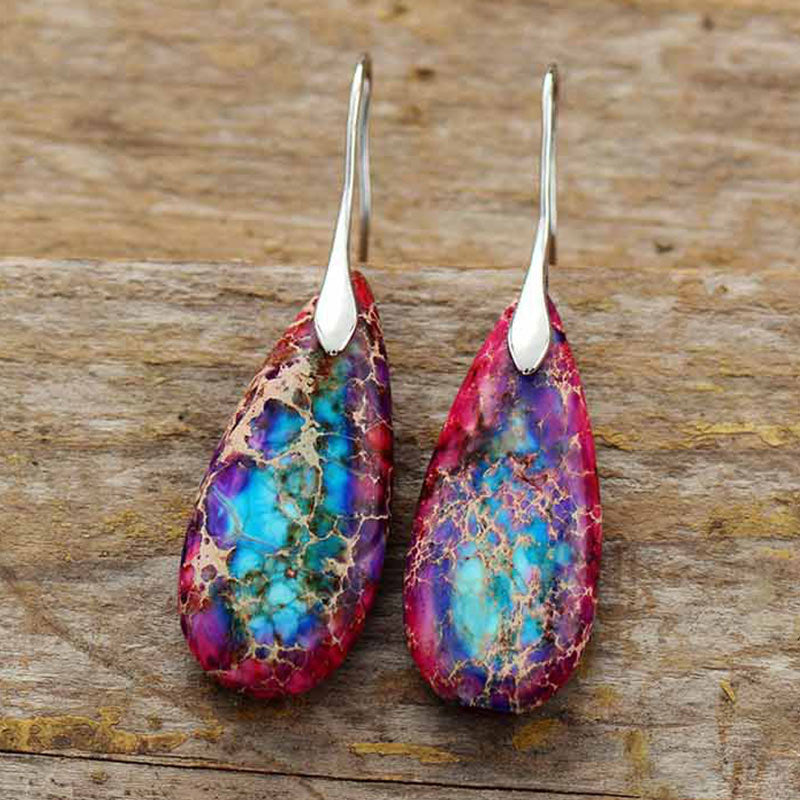 Fortune Jewel Emperor Stone Crystal Happiness Earrings