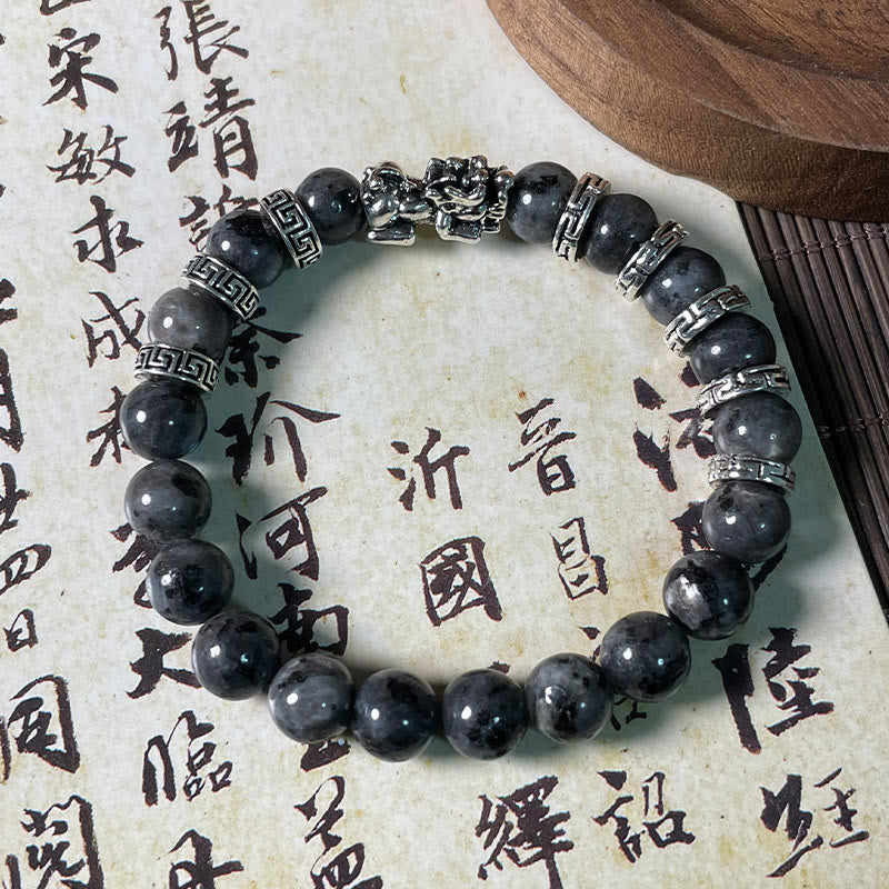 Fortune Jewel Black Glitter Stone PiXiu Power Bracelet