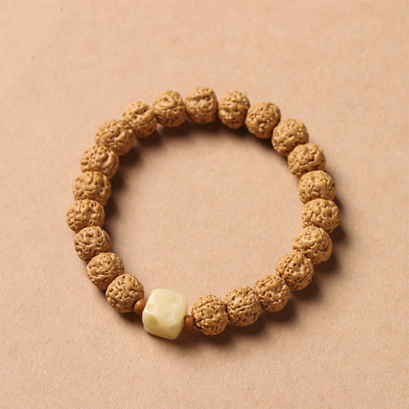 Fortune Jewel Bodhi Seed Three-eyed Dzi Bead Buddha Hand Charm Wealth Bracelet