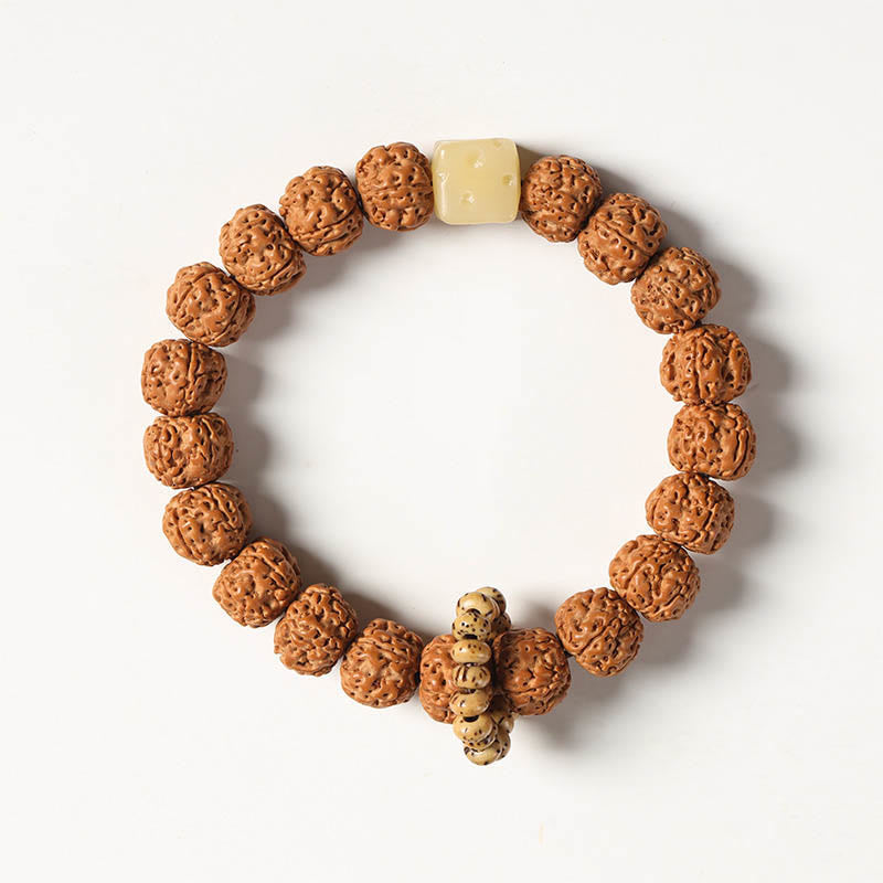 Fortune Jewel Bodhi Seed Three-eyed Dzi Bead Buddha Hand Charm Wealth Bracelet