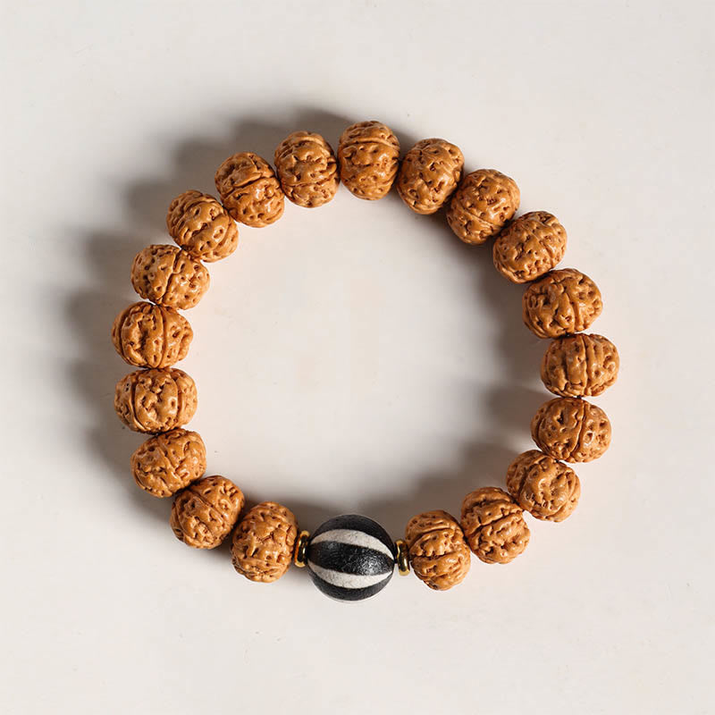 Fortune Jewel Bodhi Seed Three-eyed Dzi Bead Buddha Hand Charm Wealth Bracelet