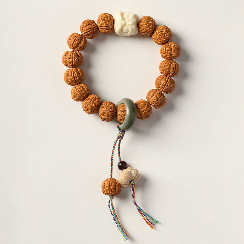Fortune Jewel Bodhi Seed Three-eyed Dzi Bead Buddha Hand Charm Wealth Bracelet