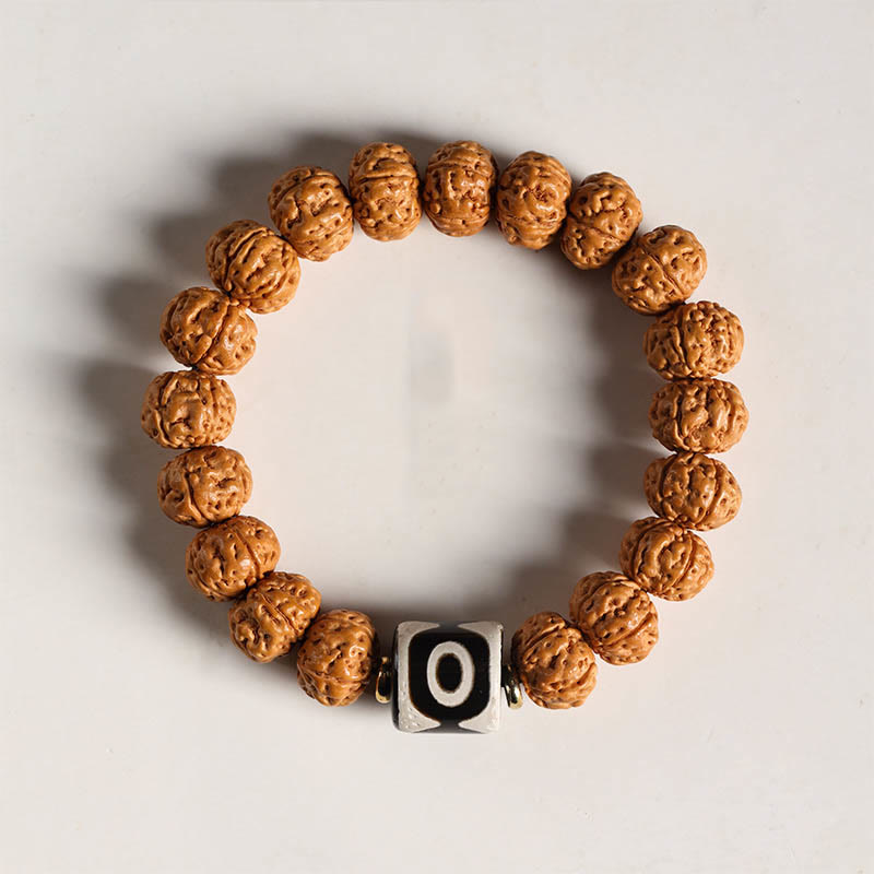 Fortune Jewel Bodhi Seed Three-eyed Dzi Bead Buddha Hand Charm Wealth Bracelet