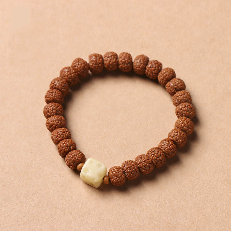 Fortune Jewel Bodhi Seed Three-eyed Dzi Bead Buddha Hand Charm Wealth Bracelet