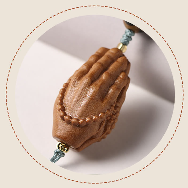 Fortune Jewel Bodhi Seed Three-eyed Dzi Bead Buddha Hand Charm Wealth Bracelet