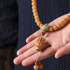 Fortune Jewel Bodhi Seed Three-eyed Dzi Bead Buddha Hand Charm Wealth Bracelet