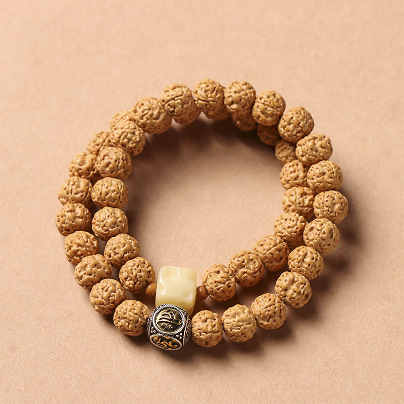 Fortune Jewel Bodhi Seed Three-eyed Dzi Bead Buddha Hand Charm Wealth Bracelet