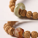 Fortune Jewel Bodhi Seed Three-eyed Dzi Bead Buddha Hand Charm Wealth Bracelet