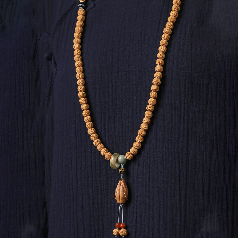 Fortune Jewel Bodhi Seed Three-eyed Dzi Bead Buddha Hand Charm Wealth Bracelet