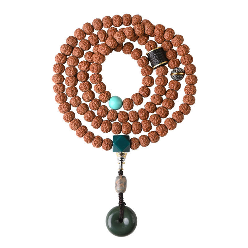 Fortune Jewel Bodhi Seed Three-eyed Dzi Bead Buddha Hand Charm Wealth Bracelet