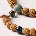 Fortune Jewel Bodhi Seed Three-eyed Dzi Bead Buddha Hand Charm Wealth Bracelet