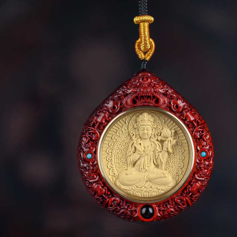 Fortune Jewel Chinese Zodiac Natal Buddha Small Leaf Red Sandalwood Ebony Longevity Necklace Pendant