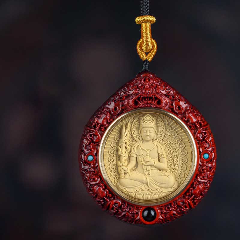 Fortune Jewel Chinese Zodiac Natal Buddha Small Leaf Red Sandalwood Ebony Longevity Necklace Pendant