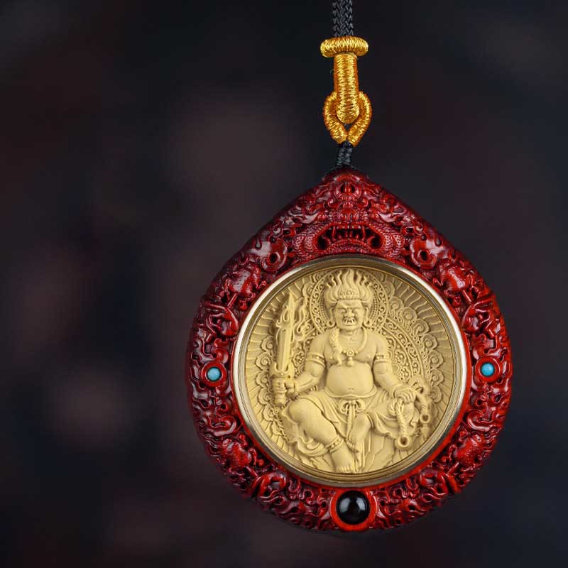 Fortune Jewel Chinese Zodiac Natal Buddha Small Leaf Red Sandalwood Ebony Longevity Necklace Pendant