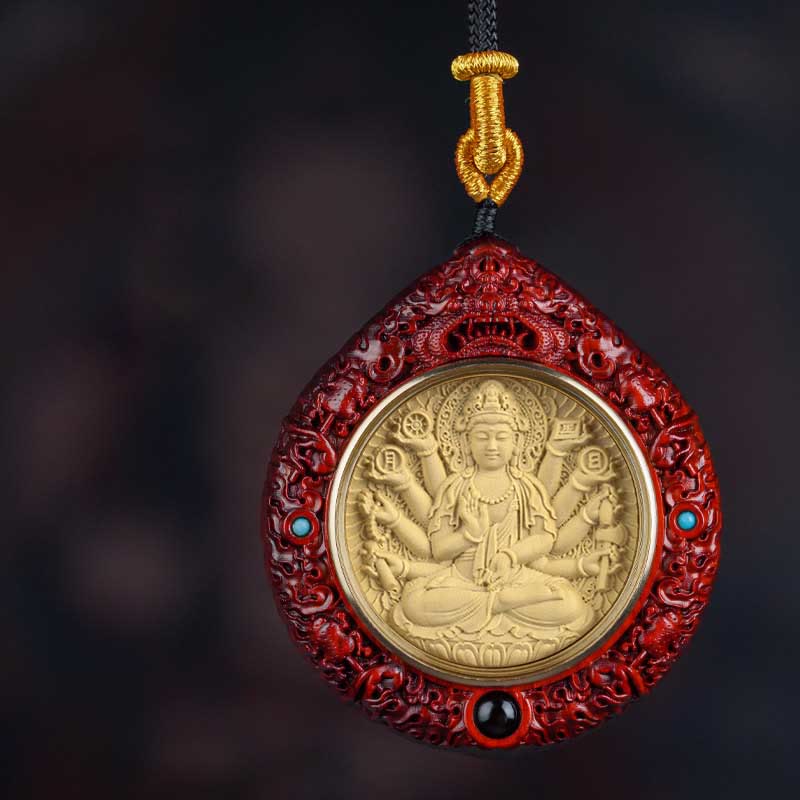 Fortune Jewel Chinese Zodiac Natal Buddha Small Leaf Red Sandalwood Ebony Longevity Necklace Pendant