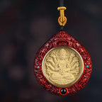 Fortune Jewel Chinese Zodiac Natal Buddha Small Leaf Red Sandalwood Ebony Longevity Necklace Pendant