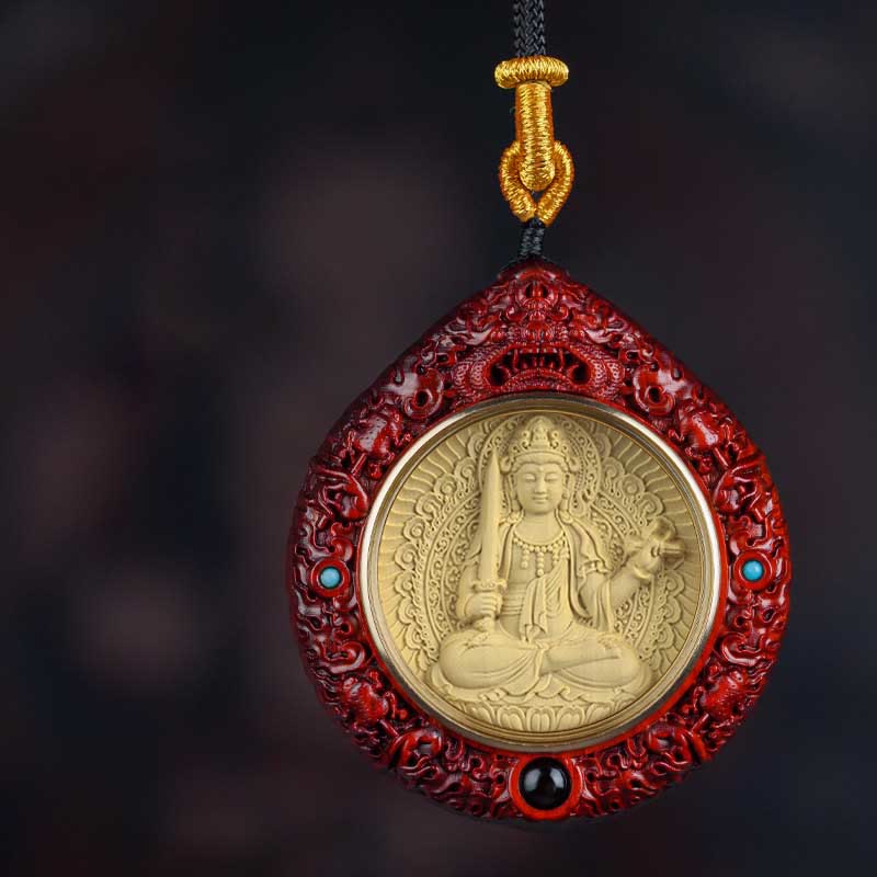 Fortune Jewel Chinese Zodiac Natal Buddha Small Leaf Red Sandalwood Ebony Longevity Necklace Pendant