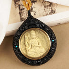 Fortune Jewel Chinese Zodiac Natal Buddha Small Leaf Red Sandalwood Ebony Longevity Necklace Pendant
