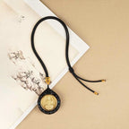 Fortune Jewel Chinese Zodiac Natal Buddha Small Leaf Red Sandalwood Ebony Longevity Necklace Pendant