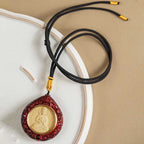 Fortune Jewel Chinese Zodiac Natal Buddha Small Leaf Red Sandalwood Ebony Longevity Necklace Pendant