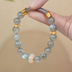Fortune Jewel Natural Moonstone Gray Agate Healing Change Bracelet