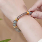 Fortune Jewel Natural Moonstone Gray Agate Healing Change Bracelet