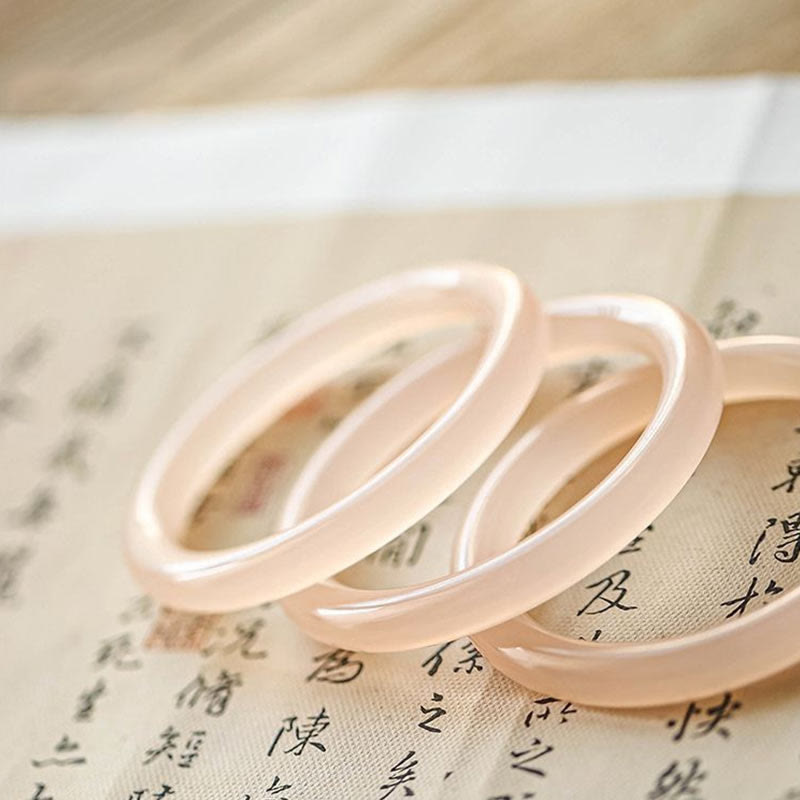 Fortune Jewel Natural Dusty Rose Pink Jade Self-Love Bracelet Bangle