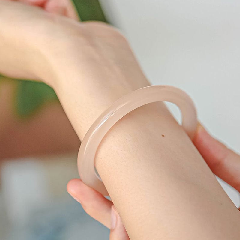 Fortune Jewel Natural Dusty Rose Pink Jade Self-Love Bracelet Bangle