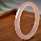 Fortune Jewel Natural Dusty Rose Pink Jade Self-Love Bracelet Bangle