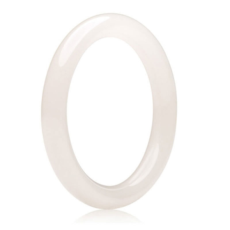 Fortune Jewel Natural White Green Jade Luck Prosperity Bracelet Bangle