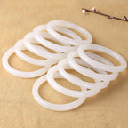 Fortune Jewel Natural White Green Jade Luck Prosperity Bracelet Bangle