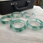 Fortune Jewel Natural Jade Floating Flower Luck Bracelet Bangle