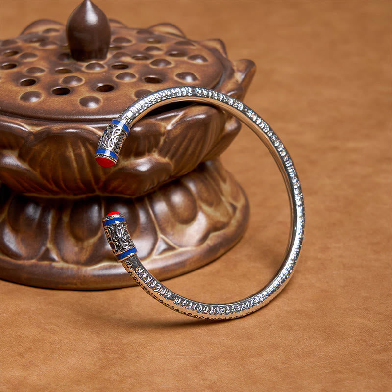 Fortune Jewel Heart Sutra Carved Copper Coins Healing Bracelet Bangle