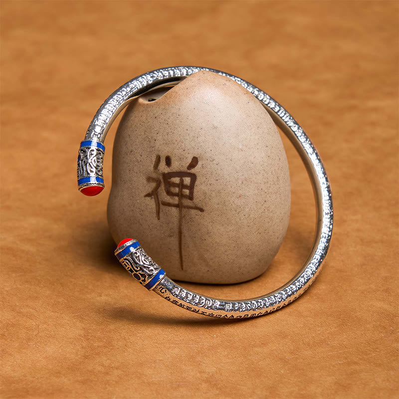 Fortune Jewel Heart Sutra Carved Copper Coins Healing Bracelet Bangle