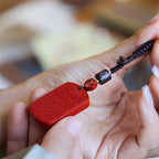 Fortune Jewel Natural Cinnabar Heart Sutra Blessing Key Chain