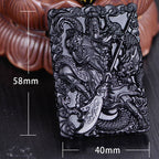 Fortune Jewel Black Obsidian Guan Gong Amulet Engraved Strength Necklace Pendant