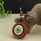 Fortune Jewel Copper Coin Attract Wealth Ebony Wood Red Sandalwood Luck Key Chain Decoration
