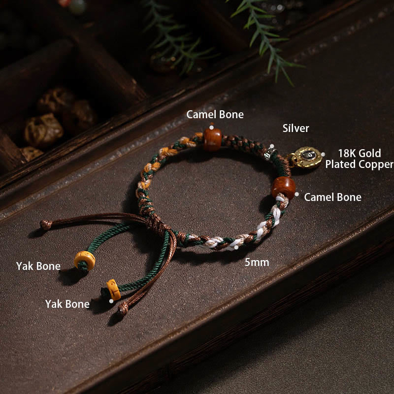 Fortune Jewel Tibetan Bone Beads Luck Rope Bracelet