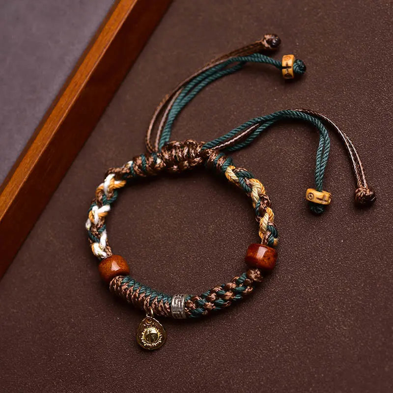 Fortune Jewel "Cheers to Harmony and Blessings" Tibetan Rope Bracelet Includes Gift Message Card Fortune Jewel