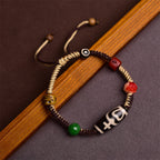 Fortune Jewel Handmade Tibetan Dzi Bead Wealth Braided Rope Bracelet