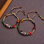 Fortune Jewel Handmade Tibetan Dzi Bead Wealth Braided Rope Bracelet