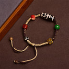 Fortune Jewel Handmade Tibetan Dzi Bead Wealth Braided Rope Bracelet