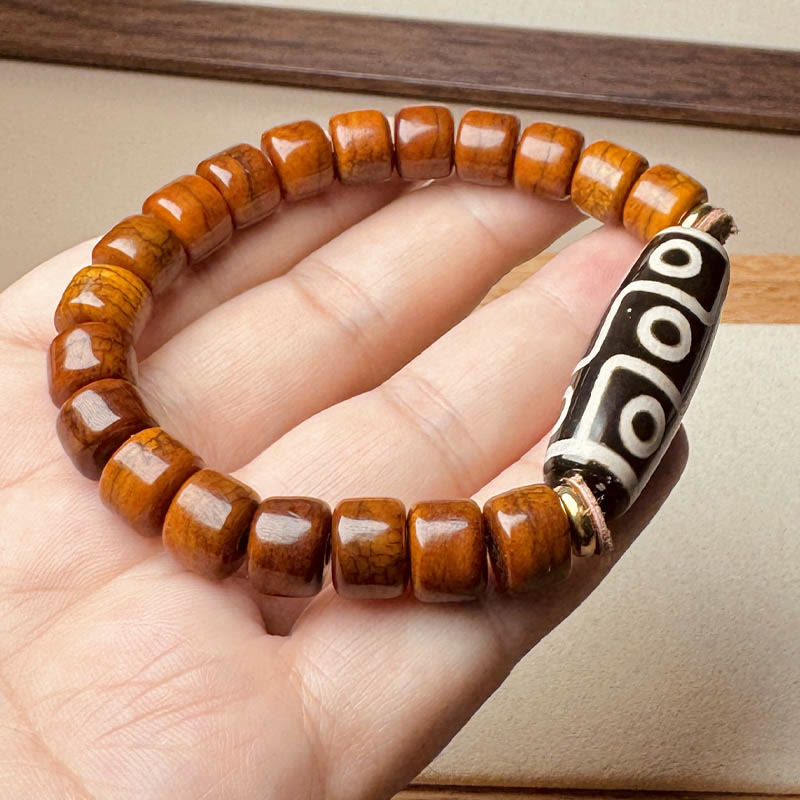 Fortune Jewel Tibetan Bone Beads Nine-Eye Dzi Bead Protection Bracelet