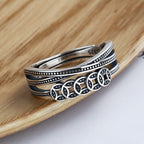Fortune Jewel 925 Sterling Silver Copper Coins Wealth Blessing Adjustable Ring