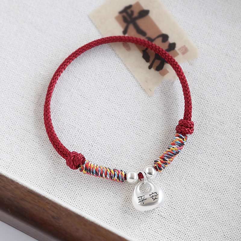 Fortune Jewel Handmade 925 Sterling Silver Fu Character Safe And Well Luck Braided Bracelet